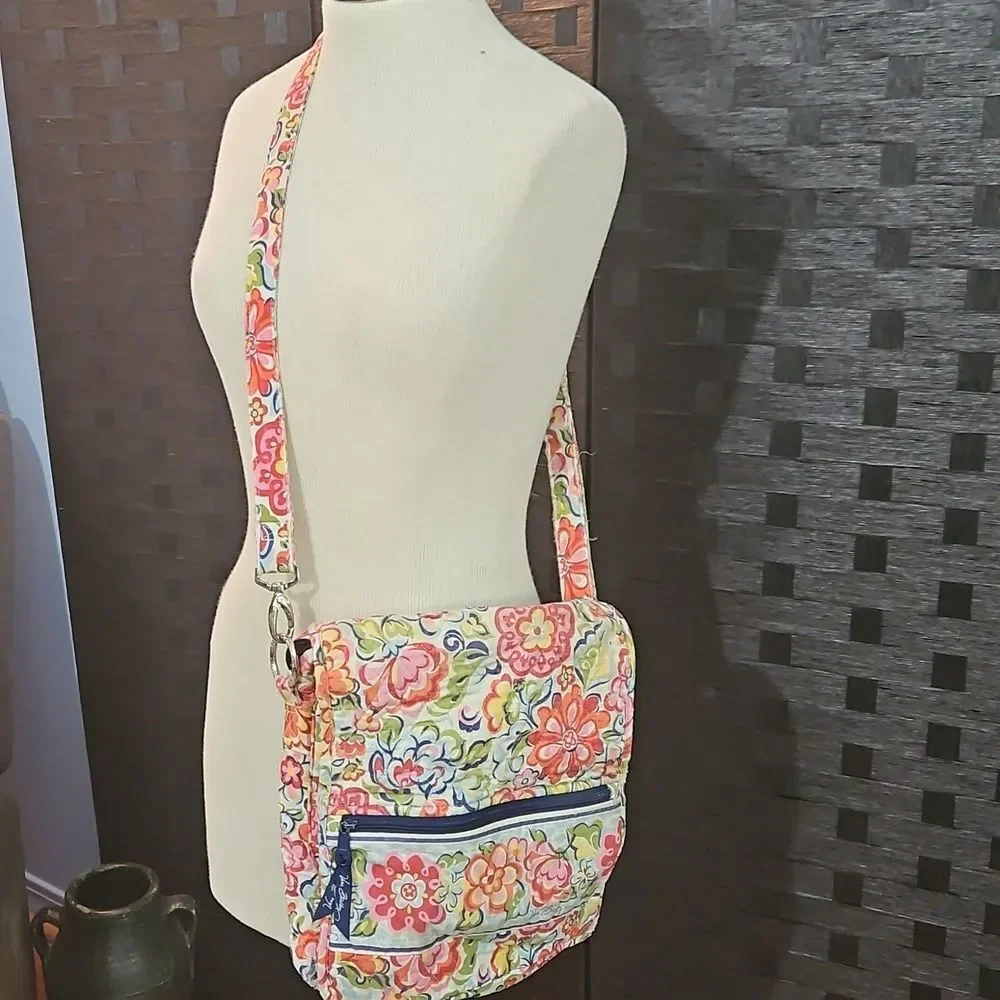 Vera Bradley Hope Garden Quilted Floral Mail Bag And Wallet